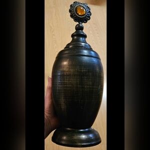15" Metal Vase with Yellow Topaz Birthstone at Top Decorative